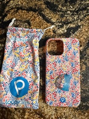 Loopy Case Floral Pink Blue Yellow Phone Case with Hand Loop